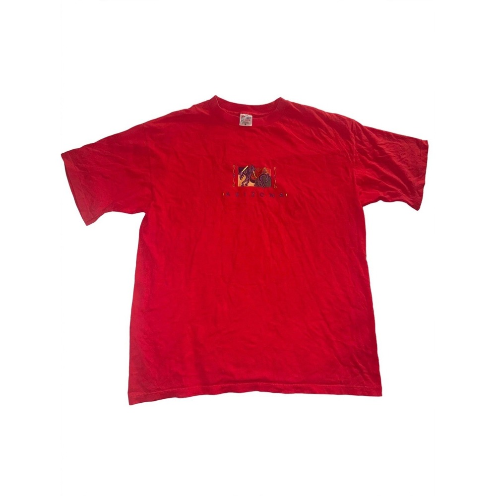 Vintage Arizona Kokopelli T-Shirt XL Red Desert Heat Embroidered 90s Made in USA